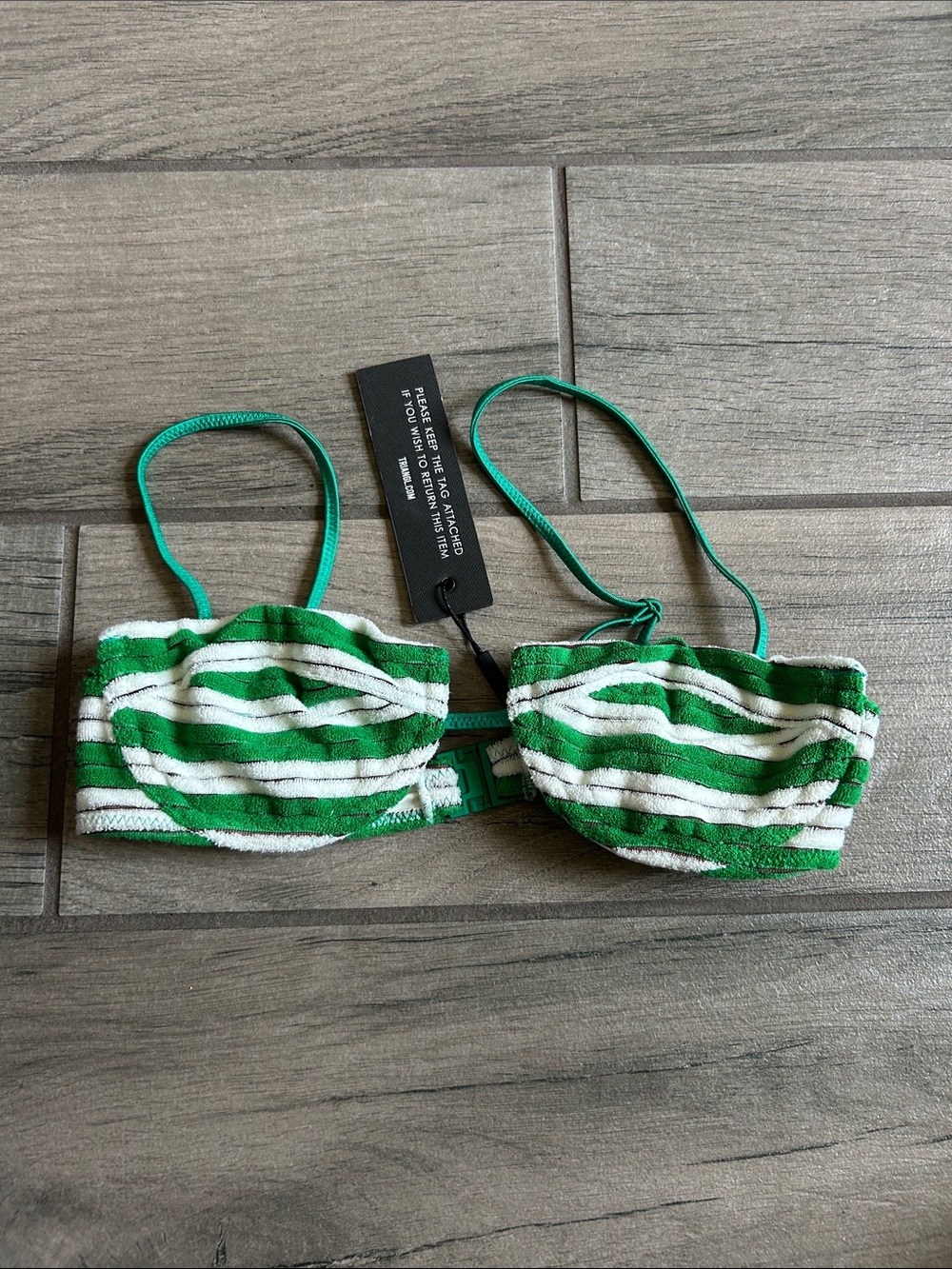 triangl swimwear Green and White Stripe Bikini Top